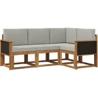 vidaXL Buiten bank set 4 st Naturel en lichtgrijs Polyester