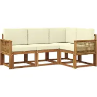 vidaXL Buiten bank set 4 st Natuurlijk en Crème Polyester