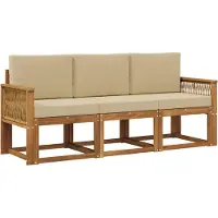 vidaXL Buiten bank set 3 st Natuurlijk en Beige Polyester