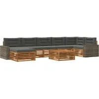 vidaXL Tuinset met 8 zitplaatsen, natuurlijke en antraciet kleur