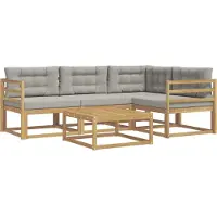 vidaXL Buiten bank set 5 st Wit en Lichtgrijs Polyester