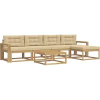 vidaXL Buiten bank set 6 st Wit en Beige Polyester