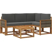 vidaXL Buiten bank set 5 pcs Natuurlijk en Antraciet Polyester