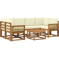 vidaXL Buiten bank set 7 st Natuurlijk en Crème Polyester