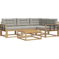 vidaXL Buiten bank set 5 st Wit en Lichtgrijs Polyester