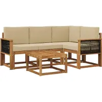 vidaXL Buiten bank set 5 st Natuurlijk en Beige Polyester