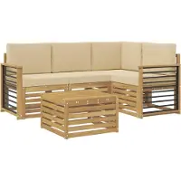 vidaXL Tuinset met 5 zitplaatsen, wit en beige, polyester