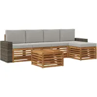 vidaXL Buiten bank set 6 st Naturel en lichtgrijs