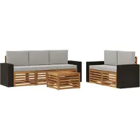 vidaXL Buiten bank set 6 st Naturel en lichtgrijs Massief Acacia Hout