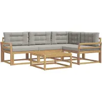 vidaXL Buiten bank set 5 st Wit en Lichtgrijs Polyester