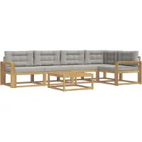 vidaXL Buiten bank set 6 st Wit en Lichtgrijs Polyester