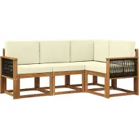 vidaXL Tuinset met 4 zitplaatsen, natuurlijke en crème kleur, polyester