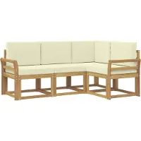 vidaXL Buiten bank set 4 st Wit en crèmekleurig