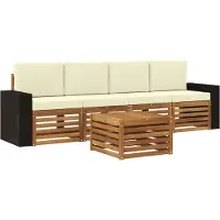 vidaXL Buiten bank set 5 st Natuurlijk en Crème Massief Acacia Hout