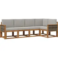vidaXL Buiten bank set 5 st Naturel en lichtgrijs Polyester