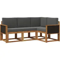 vidaXL Buiten bank set 4 st Natuurlijk en Antraciet Polyester
