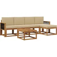 vidaXL Buiten bank set 6 st Natuurlijk en Beige Polyester