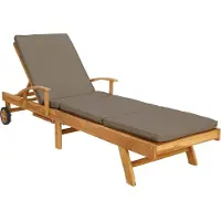 vidaXL Zonnebed met kussen, 100% polyester, met stevig teakhout
