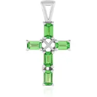 Cavill - Zilveren hanger - 925 Sterling zilver gerhodineerd - 1,255 ct Groene tsavoriet baguette - Handgemaakte moderne sieraden