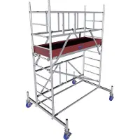 Krause ProTec XS aluminium vouwsteiger - 200 kg/m² - geremde wielen - L 2000 x B 700 x H 3800 mm