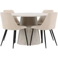 Ebuy24 Lanzo eethoek tafel Ø120cm en 4 stoelen beige.