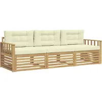 vidaXL Buiten bank set 3 st Wit en crèmekleurig Polyester