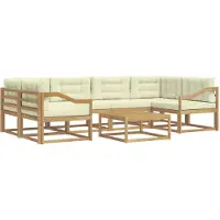 vidaXL Buiten bank set 5 st Wit en crèmekleurig
