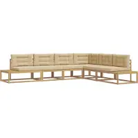 vidaXL Buiten bank set 6 st Wit en Beige Polyester