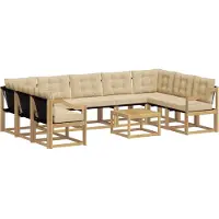 vidaXL Buiten bank set 10 st Wit en Beige