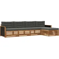 vidaXL Buiten bank set 5 st Natuurlijk en Antraciet Polyester