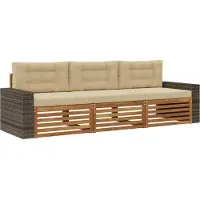 vidaXL Buiten bank set 3 st Natuurlijk en Beige Polyester