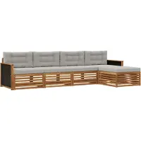 vidaXL Buiten bank set 5 pcs Naturel en lichtgrijs Polyester