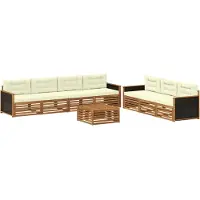 vidaXL Buiten bank set 8 st Natuurlijk en Crème Polyester