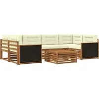vidaXL Buiten bank set 7 st Natuurlijk en Crème Polyester
