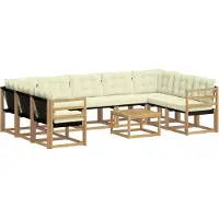 vidaXL Buiten bank set 10 st Wit en crèmekleurig