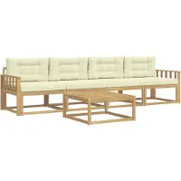 vidaXL Buiten bank set 4 st Wit en crèmekleurig
