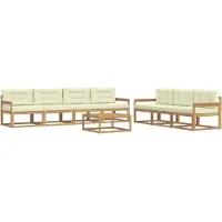 vidaXL Buiten bank set 7 st Wit en crèmekleurig