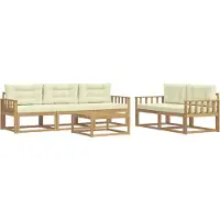 vidaXL Buiten bank set 6 st Wit en crèmekleurig