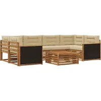 vidaXL Buiten bank set 7 st Natuurlijk en Beige Polyester