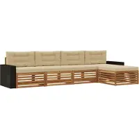 vidaXL Buiten bank set 5 st Natuurlijk en Beige Polyester
