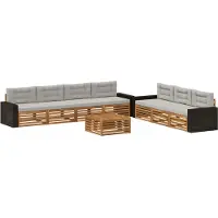 vidaXL Buiten bank set 8 st Naturel en lichtgrijs Polyester