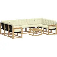 vidaXL Buiten bank set 10 st Wit en crèmekleurig