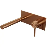 Brauer Copper Edition Inbouw Wastafelmengkraan met Rechte Uitloop en Afdekplaat Model A1 Koper Geborsteld PVD