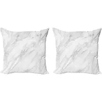 Abakuhaus Marmeren Decoratieve Kussenhoes, Set van 2, Gebeitste Monochroom Basis, 60x60 cm, Wit Lichtgrijs