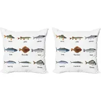Abakuhaus Decoratieve kussenhoes met vismotief, 2 stuks, compositie met waterdier 60x60 cm, meerkleurig