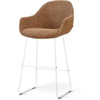 Nolon Nino-Mae barkruk bruin blend - wit onderstel - 75 cm - japandi - met armleuning - barstoel
