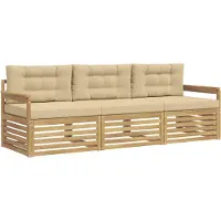 vidaXL Buiten bank set 3 st Wit en Beige Polyester