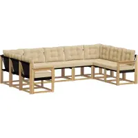 vidaXL Buiten bank set 9 st Wit en Beige