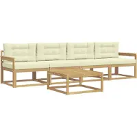 vidaXL Buiten bank set 4 st Wit en crèmekleurig