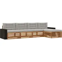 vidaXL Buiten bank set 5 pcs Naturel en lichtgrijs Polyester